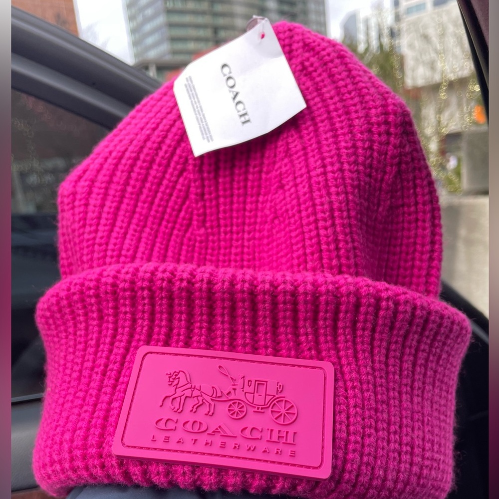 Coach Pink ( Hyacinth) Beanie. - Picture 10 of 13